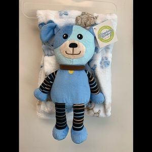 Blue Dog Plush with Matching Blanket